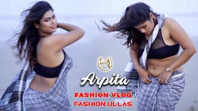 Arpita Black White Saree 2021 Fashion Ullas Hot Photoshoot